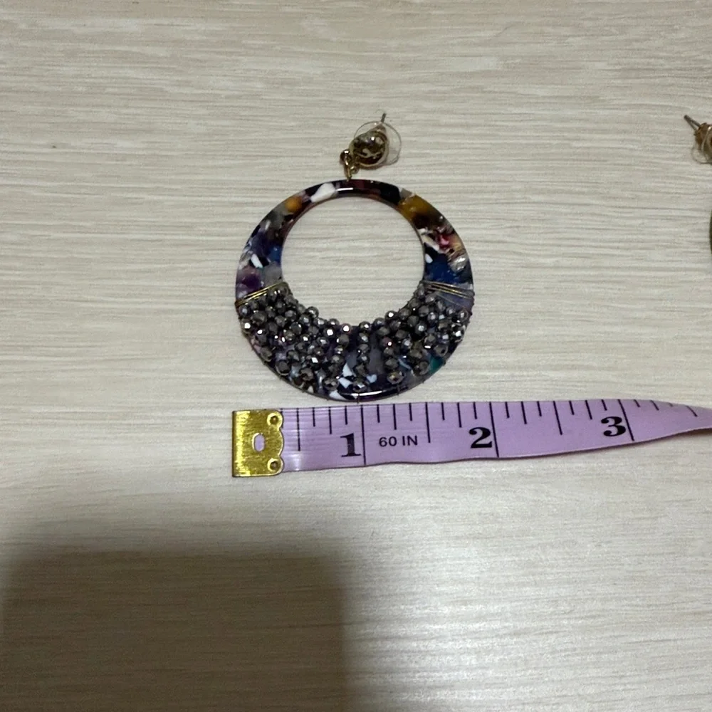 ✨ Multicolor Hoop Earrings with Silver Accents - Picture 3 of 6